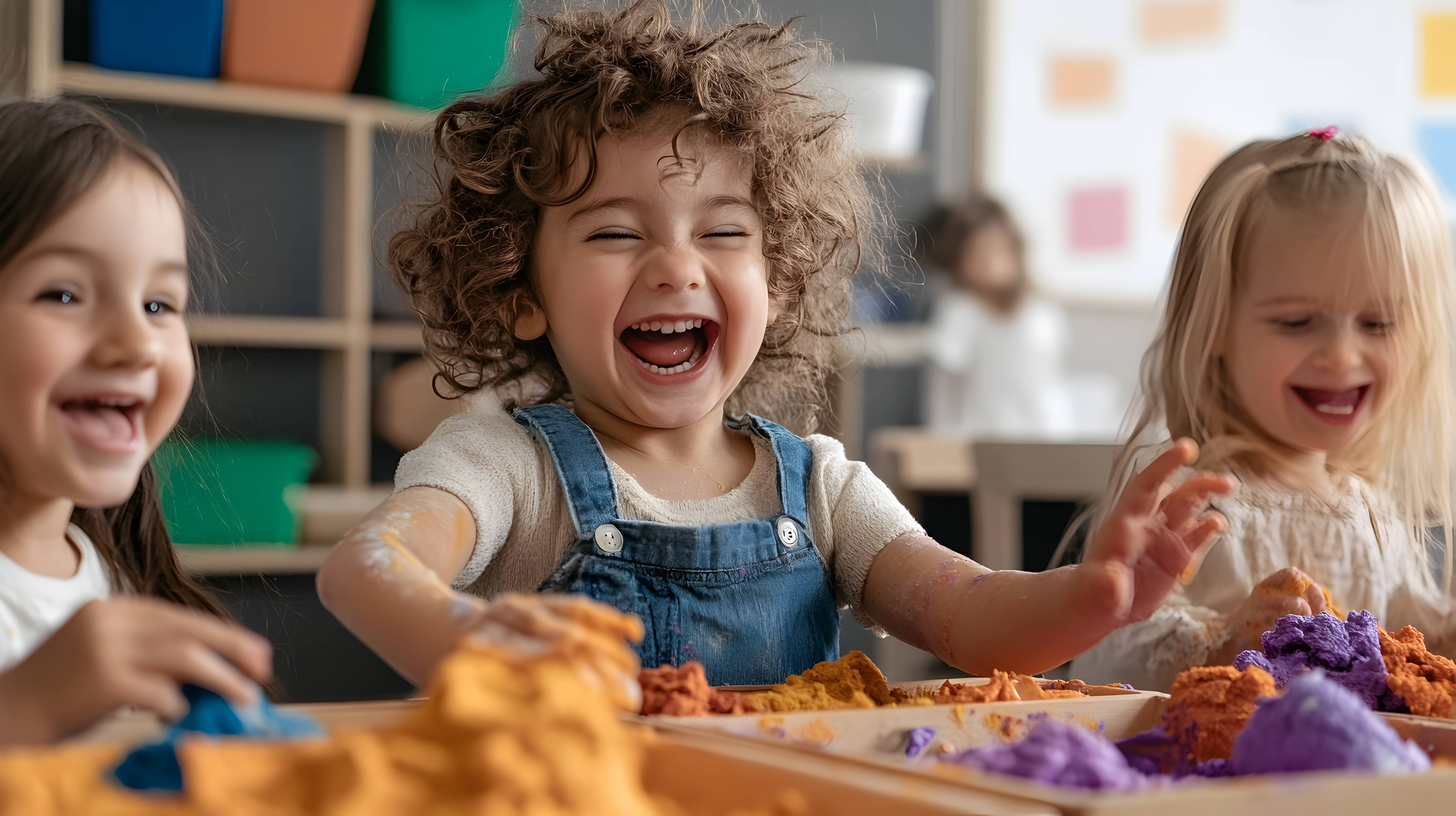 Early Childhood Initiatives navigation button, image shows children playing