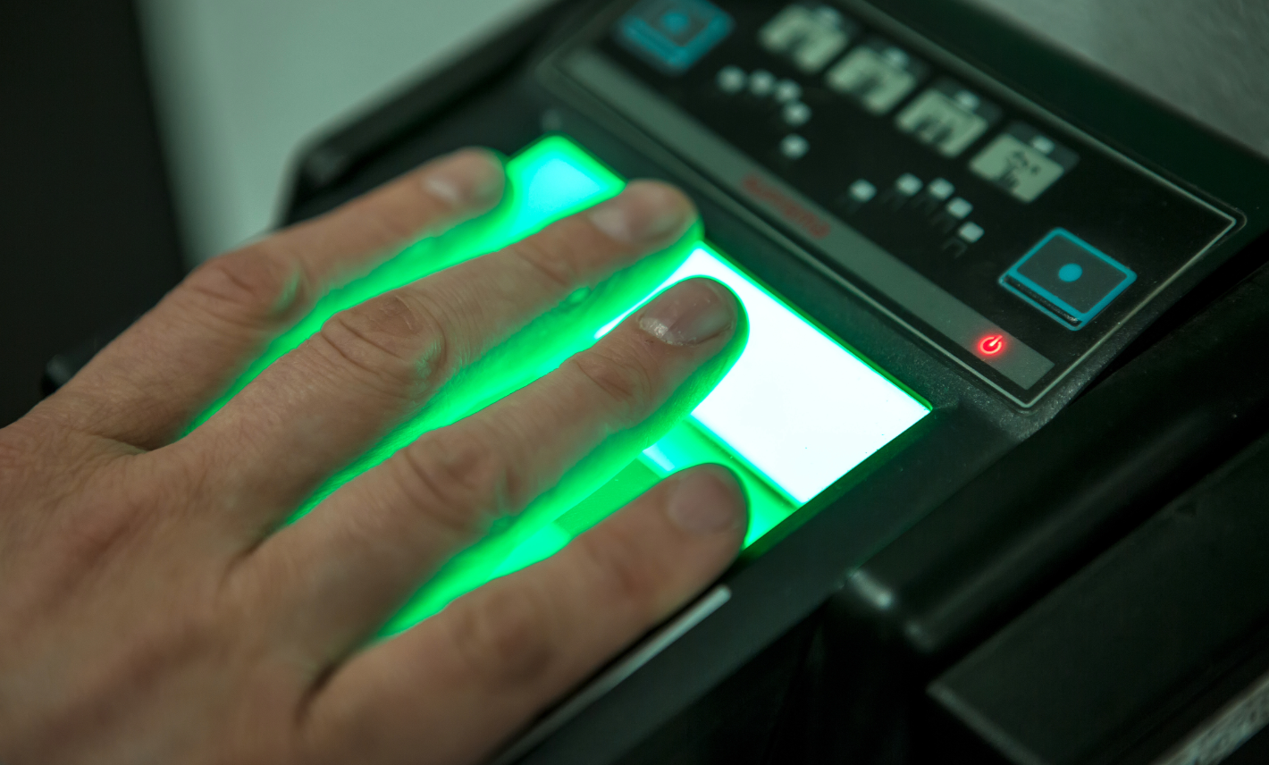 Image of a fingerprint scanner for the organizational support nav button
