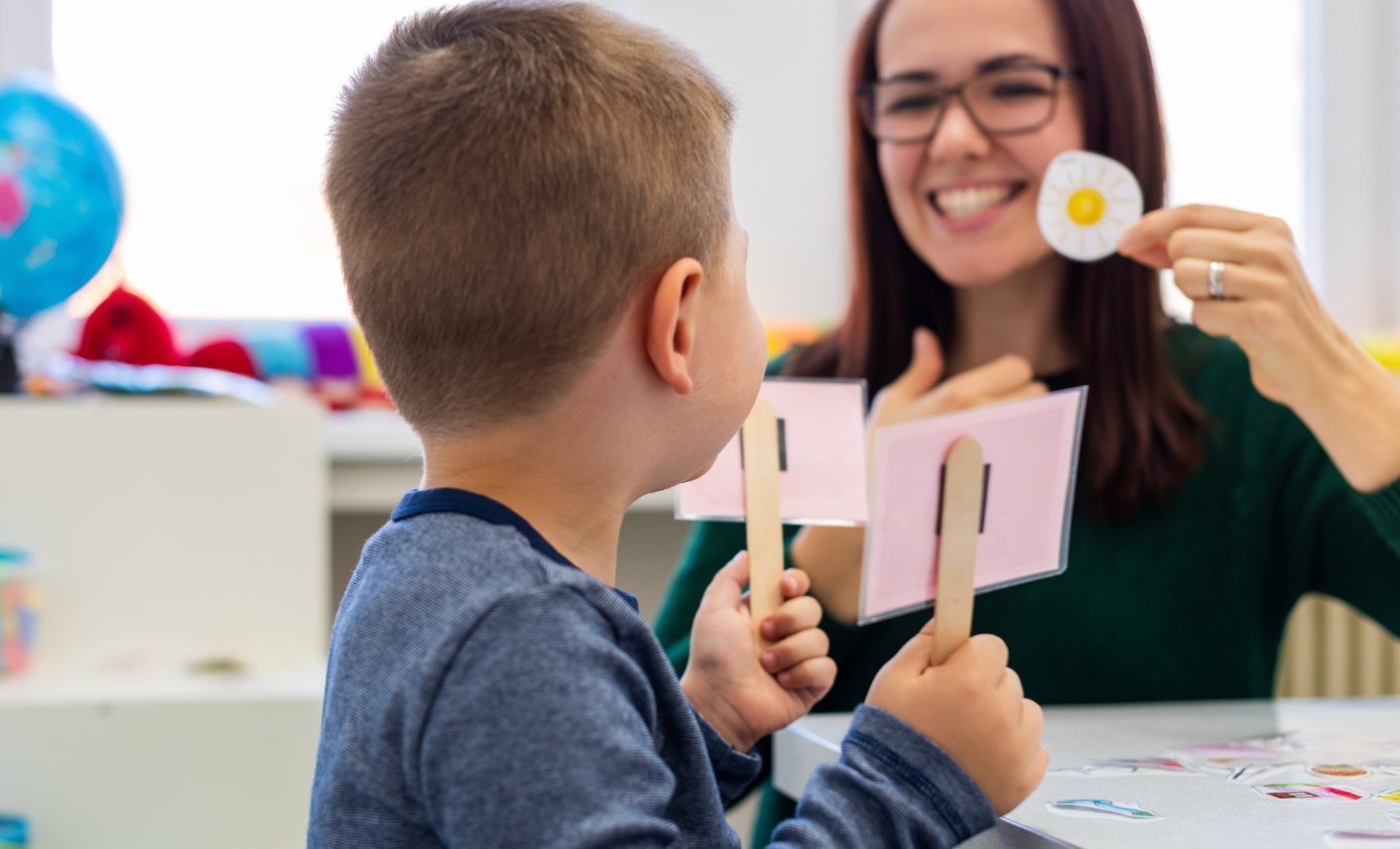 Image of a child working with a teacher for the special education services